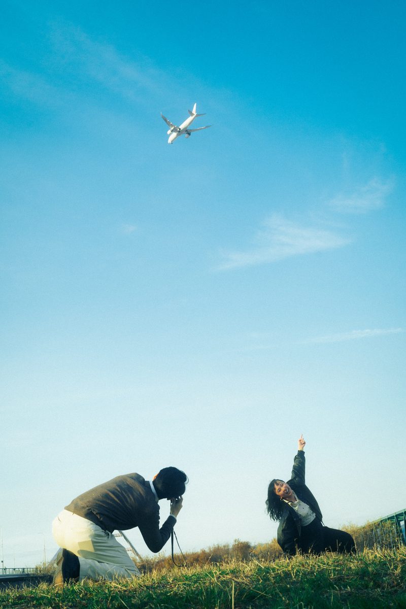 A couple by the river in Japan