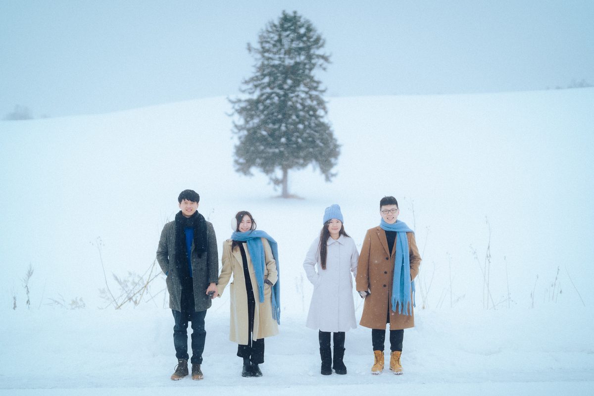 Friends in the snow in Hokkaido