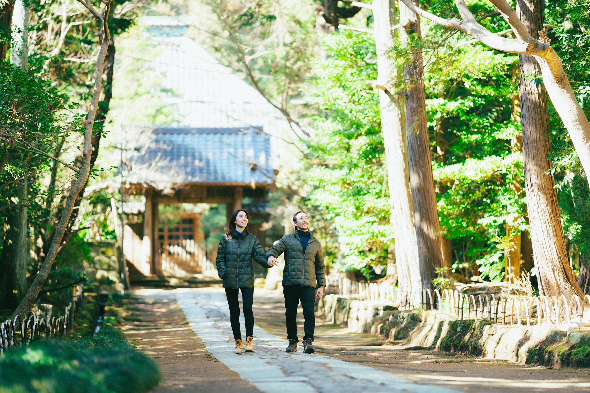 Walking through a temple garden in Kamakura