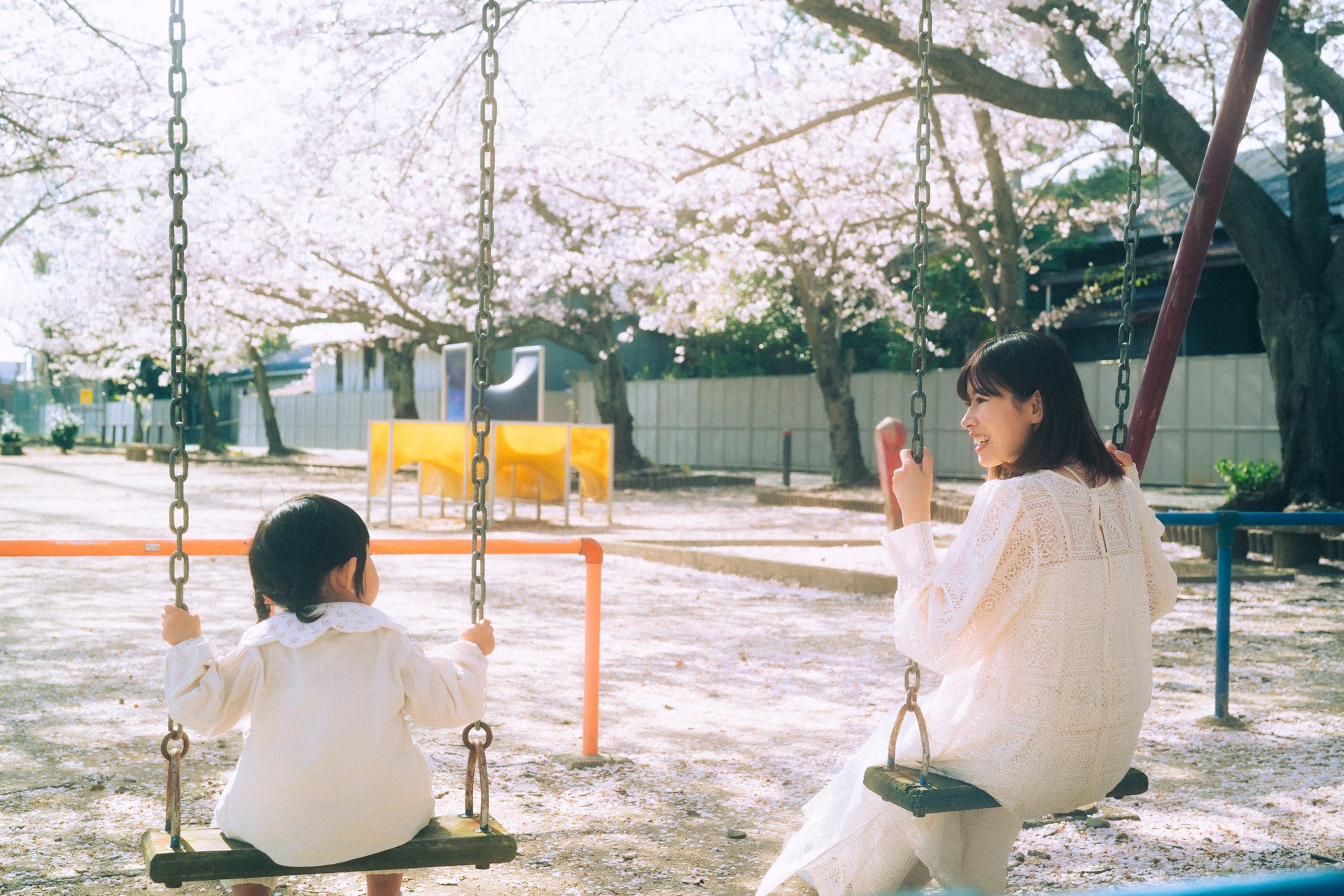 An empty playground on a spring afternoon