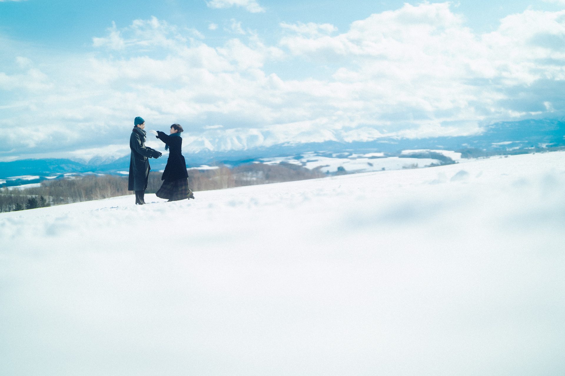 Two of them in a wide field of snow